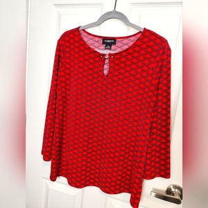 Liz Claiborne Red Patterned Top
